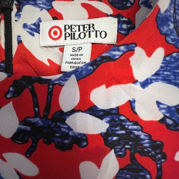 EXCELLENT Peter Pilotto For Target Red Floral Printed Striped Crepe Dress - Picture 6 of 6